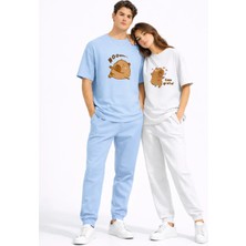 Mondschein Sevgili Kombini Sevimli Ayı Baskılı Çift Tişört Oversize Unisex Partner Tişört 2'li Set