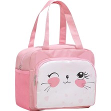 Aesco Ecrou Pembe Göz Kırpan Kedi Termal Yemek Çantası 20 x 24 x 12 cm