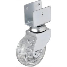 Aesco Hts 328 U Tablalı Dönerli Şeffaf Mobilya Tekeri 50 Mm, Iç Mekan Masa Sehpa Tekerleği 35 kg Taşıma Kapasitesi, Plk Malzeme Hareketli Makara - 4 Adet