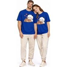 Mondschein Sevimli Panda Baskılı Sevgili Kombini Çift Tişört Oversize Unisex Çift Kombin 2'li Set