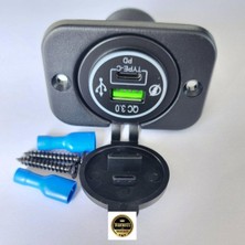 Aesco Trakmats Tüm Araçlara Uyumlu Çakmak Giriş 9-30V Type-C Pd ve USB Qc3.0 Soket