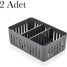 Aesco 2 Adet Dolap Içi Düzenleyici Dolap Çekmece Makyaj Organizer (Gri)