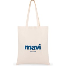 Aesco Mavi Logolu Çevre Dostu Geri Dönüştürülebilir Bez Çanta PO393918 BEJ-93918 One Size