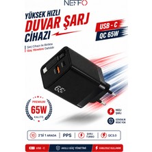 Neffo 65W Hızlı Şarj Aleti Usb-C + Usb-A Qc 3.0 Pps 2'li Adaptörlü Şarj Aleti Duvar Şarj Cihazı