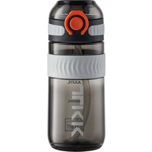 Aesco Tkk 550ML Silikon Pipetli Taşıma Kulplu Dayanıklı Malzeme Tritan Spor Matara (Siyah)