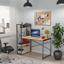 Aesco Dekorex CLM108 Ceviz Metal Kitaplıklı Çalışma Masası