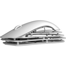 Aesco Coverzone Ajazz M259 Mouse Alüminyum Magnezyum Alaşımlı, Pixart PAW3395 Optik Sensör, 26000 Dpı, 2.4ghz / USB C Kablolu Fare (Beyaz)
