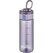 Aesco Tkk 450ML Taşıma Kulplu Kilitlenebilir Kapak Ölçü Skalalı Rahat Içim Tritan Spor Matara (Mor)