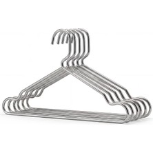 Aesco Mallart® 6'lı Paslanmaz Çelik Elbise Askısı Seti, Metal Metal Tel Gardırop ve Kıyafet Askısı, Ince Tasarım Kaymaz Omuz Çentikli Metal Askı Takımı (6 Adet)