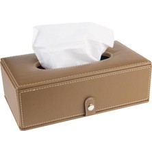 Aesco 2k Suni Deri Peçetelik Mendil Kutusu 13 * 24 * 6 Cm. Vizon