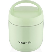 Aesco Vagonlife Bento 1200ML Lunchbox 1 Kaseli 4-6 Saat Sıcak/soğuk Termos Özellikli Çelik Sefer Tası Yemek Kutusu (Yeşil)