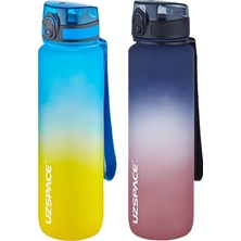 Aesco Uzspace 2'li Tritan Matara Seti 1000ML Büyük Boy Çift Renk Softtouch Ff Collection Tritan Su Matarası Sarılacivert-Lacivertkırmızı