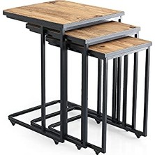 Aesco Mermer Desen C Zigon Sehpa 3'lü Mdflam Desenli Renkli 4318 Çam Mdf (S)
