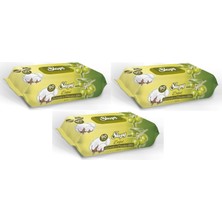 Aesco Sleepy Islak Havlu Mendil 90 Yaprak 3 Lü Set Pamuk Zeytin Yağlı Plastik Kapaklı