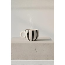 Aesco Mithra Life El Yapımı Seramik Siyah Çizgili 400 ml Çay Kahve Mug Kupası MIT1322