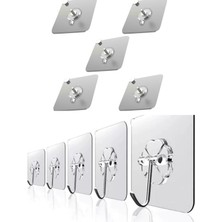 Aesco Ultra Kuvvetli, Kendinden Yapışkanlı Şeffaf Askı (5 Vidalı +5 Kancalı Askı)