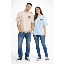 Mondschein Anne Baba Kombini Mom Dad Baskılı Çift Tişört Oversize Unisex 2’li Set