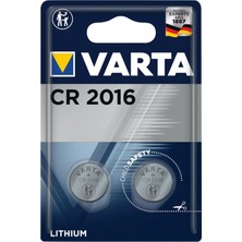 Aesco Varta CR2016 Düğme Pil, 2 Adet, Lityum Madalyon, 3 V, Çocuklar Için Güvenli Ambalaj, Elektronik Küçük Cihazlar Için - Araba Anahtarı, Uzaktan Kumanda, Tartılar