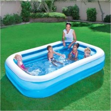 Aesco Bestway Aile Havuzu 12819, Şişme Jumbo Dikdörtgen, 211X132X46CM, Örtü + Pompa Set