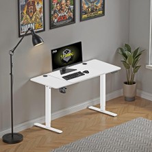 Aesco Adore Mobilya Adore Gaming Maestro-X Yükseklik Ayarlı Oyuncu Masası - Beyaz 140X72-117X60 cm