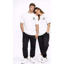 Mondschein Sevgili Kombini Çift Tişört Oversize Unisex Uyumlu Çift Kombin 2'li Set