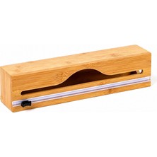 Aesco Doğal Bambu Streç Film ve Alüminyum Folyo Dispenser Kesici Kutusu, Asılabilir Mutfak Düzenleyici Organizer, Pratik Kesim ve Saklama Aparatı, Premium Dayanıklı Tasarım, 33,4 x 8 cm