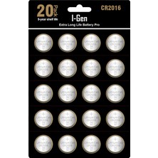 Aesco I-Gen CR2016 Pil 20'li Paket Lityum Düğme Pil 3V 2016
