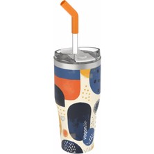 Aesco Vagonlife 590ML Desenli Pipetli/pipetsiz Çift Kullanım Tumbler Kahve Bardağı/mug Paslanmaz Çelik Termos (Rainforest)