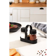 Aesco Porsima 00467 Siyah Drop 2li Standlı Tuzluk Biberlik Seti - 100ML