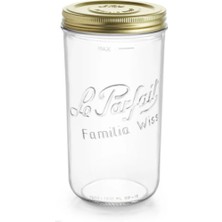 Aesco Le Parfait Familia Wiss 1,5 L / 1500 ml Cam Saklama ve Konserve Kavanozu, Kahve ve Kuru Gıda Için, Çift Kapaklı Vakumlu Kapatma Sistemi.