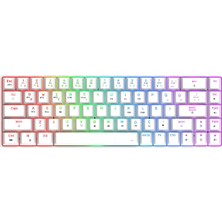 Aesco Gravion MK68 Lunor Rgb Mekanik Gaming Oyuncu Klavyesi, 68 Tuş Kompakt, Bluetooth + 2.4g Kablosuz & Kablolu, Huano Red Switch, Anti-Ghosting, Beyaz,%65
