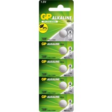 Aesco Gp Batteries GP189 LR54/189/V10GA Boy Alkalin Düğme Pil, 1.5 Volt, 5'li Kart