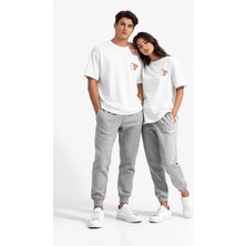 Mondschein Sevgili Kombini Ayıcık Baskılı Çift Tişört Oversize Unisex Partner Kombin Seti