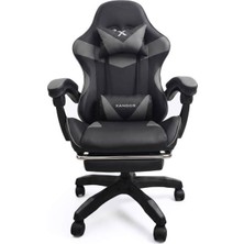 Aesco Xandor XG300 Oyuncu Koltuğu Ayak Dayamalı Gaming Koltuk Çift Renk Deri 135° Yatabilen Boyun Bel Yastıklı Bilgisayar Sandalyesi - Gri