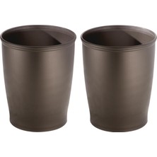 Aesco Idesign Küçük Yuvarlak Plastik Çöp Kovası, Kent Koleksiyonu, 2'li Set, 21X21X25 Cm, Bronz