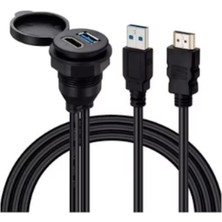 Aesco Sanec 2 Bağlantılı Gömme Panel Montaj USB Uzatma Kablosu - 2 Metre