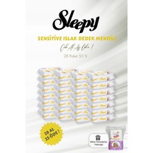 Aesco Sleepy Sensitive 28 Al 25 Öde Islak Bebek Mendili 50'li ve Bebe Temizleme Pamuğu