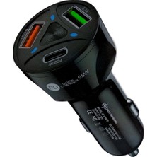 Aesco Apera BN72 55W Araç Içi Çakmaklık Hızlı Şarj Aleti Pd Quick Charger 2 USB 1 Type-C Çıkış