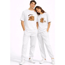 Mondschein Sevgili Kombini Sevimli Ayı Baskılı Çift Tişört Oversize Unisex Partner Tişört 2'li Set