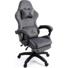 Aesco Xandor XG400 Kumaş Döşemeli Gaming Koltuk Ayak Dayamalı Oyuncu Koltuğu 135° Yatabilen Boyun Bel Yastıklı Bilgisayar Sandalyesi - Gri