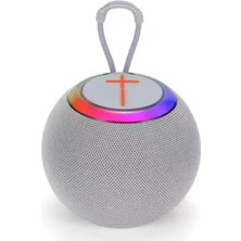 Aesco Coverzone Rgb Işıklı Kablosuz Bluetooth Speaker Şarjlı Ses Sistemi Iç ve Dış Mekan Kullanıma Uygun Evde Ofiste Kampda Tatilde Arabada Speaker 130MM x 125MM x 105MM 68D (Gri)