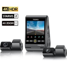 Aesco Viofo A229 Pro Tele 3 Kanallı Ön+Telefoto+Arka 4K+2K+1080P Hdr Sony Starvıs 2 Sensör Gps'li Araç Kamerası