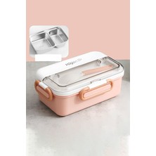Aesco Vagonlife Tek Kat Çift Bölme Bento Lunch Box Ofis-Okul Için Yeni Nesil Sefer Tası Paslanmaz Çelik 588 Pudra