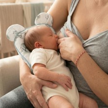 Aesco Deux Lapıns Müslin Bebek Emzirme Yastığı, Fil Desenli, Beyaz