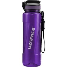 Aesco Uzspace 1000ML Pipetli Ölçü Skalalı Şeffaf Gövde Tritan Su Matarası (Mor)