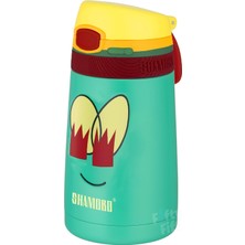 Aesco Shamobo Fiftyfifty Çocuk 350 ml Pipetli Paslanmaz Çelik Termos Bpa Içermez 7 Renk (Açık Yeşil)