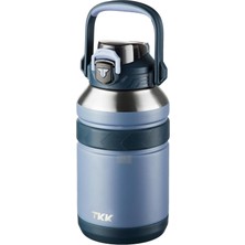 Aesco Tkk Mega Boy 1500ML Pipetli/pipetsiz Kullanım Askılı Paslanmaz Çelik Termos Matara (Lacivert)