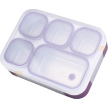Aesco Vagonlife Bento 1000ML Lunchbox Tek Katlı 5 Bölmeli Çelik Sefer Tası Yemek Kutusu (Mor)