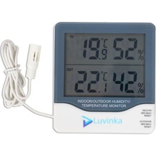 Aesco Luvinka CH-927 Dijital Iç Dış Sıcaklık Nem Ölçer, Termometre Higrometre, Çift Sensörlü, Max Min Hafızalı