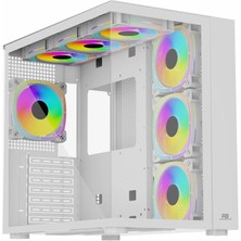 Aesco Powerboost PB-SS02W Sea View USB 3.0, Atx 7 x Argb Fanlı, Beyaz Kasa (Psu Yok)